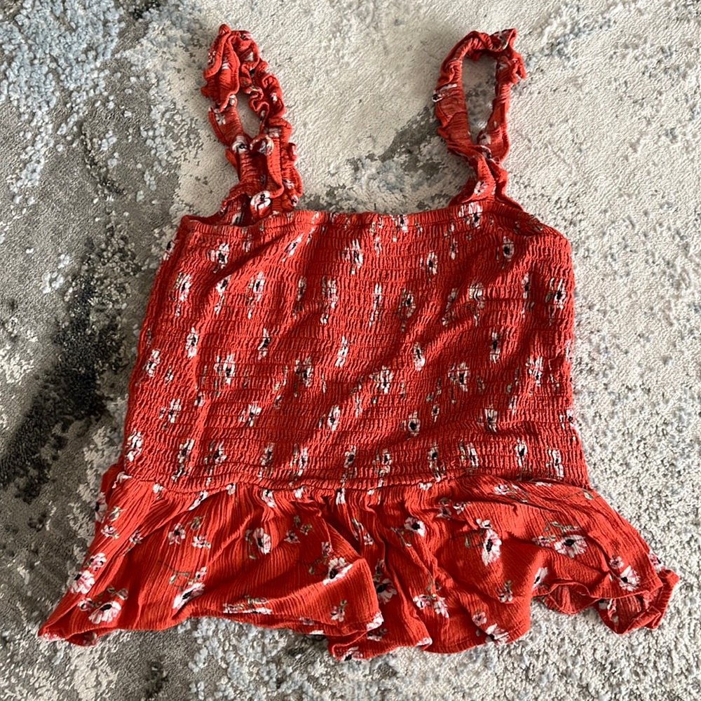 ORANGE FLORAL CROP TOP